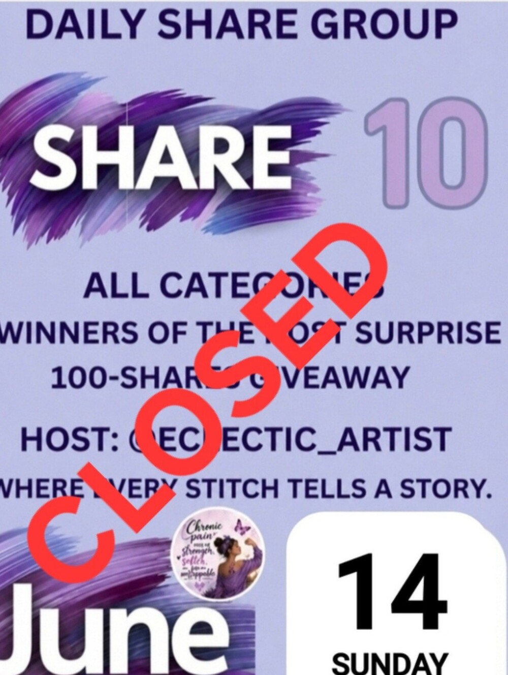 Share 10 Daily Share Group Sunday 6/14/26 Host Surprise 100 Shares Giveaway - Picture 1 of 1